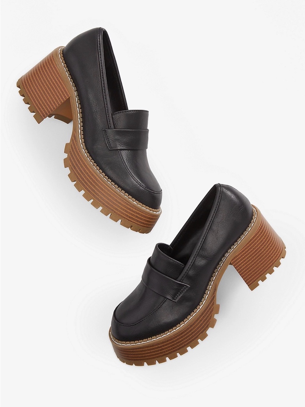 MIA | Dahlia Platform Lug-Loafer Heels (size 9, black)